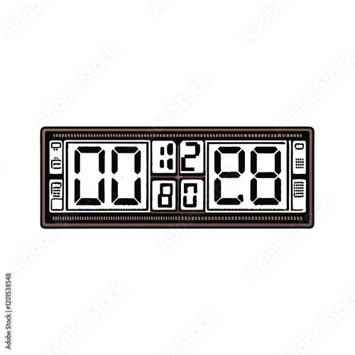 A minimalist clock with a half digital, half analog design, featuring clean lines and a simple color scheme.