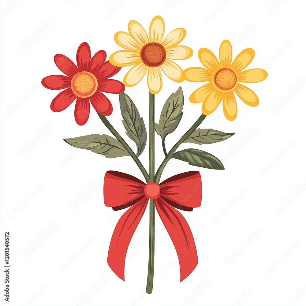 Obraz premium Charming Simplicity: A Trio of Vibrant Flowers with a Loving Touch