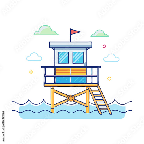 beach lifeguard station icon, beach lifeguard station vector illustration-simple illustration of beach lifeguard station, perfect for beach lifeguard station logos and themed design 