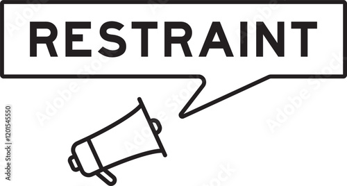 Megaphone icon with speech bubble in word restraint on white background