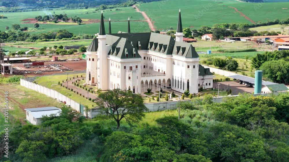 Mosteiro dos Arautos do Evangelho de Maringá. Uma vista de drone deste incrível castelo.