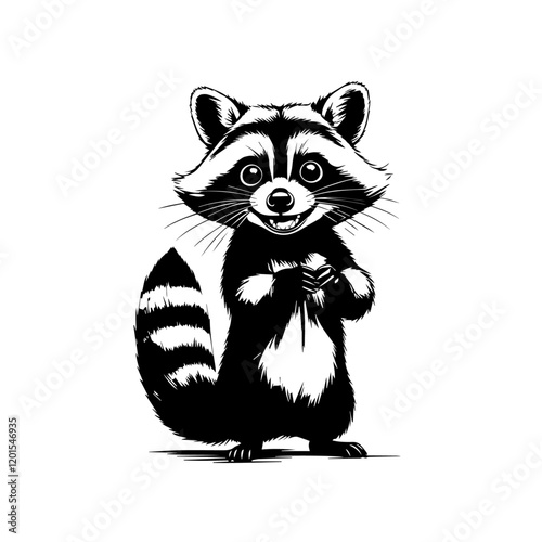 Adorable Raccoon Full of Joy