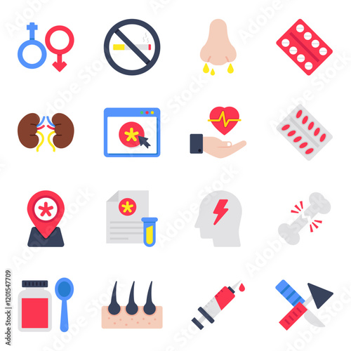 Set of Medication Flat Icons