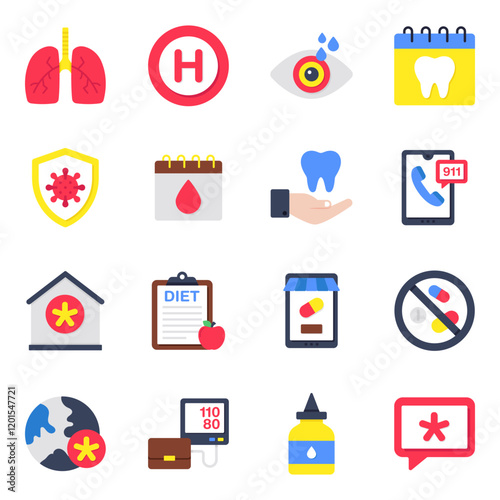 Set of Medical and Biology Flat Icons