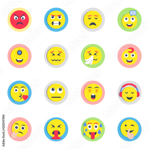Pack of Emotag Flat Icons
