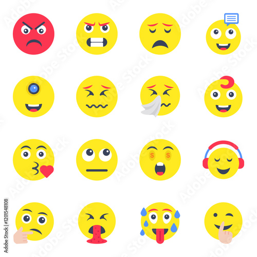 Pack of Emotag Flat Icons