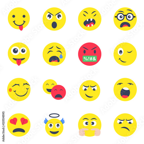 Pack of Smiley Flat Icons