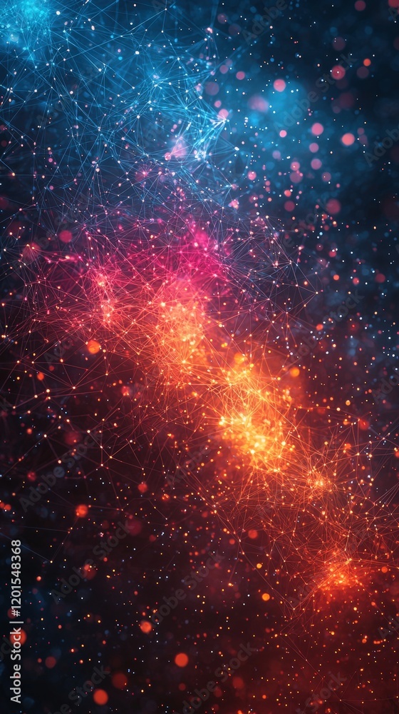 Naklejka premium Abstract background with vibrant colors and intricate network design. Perfect for digital art wallpaper or futuristic presentations.