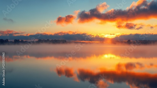 sunset over the lake