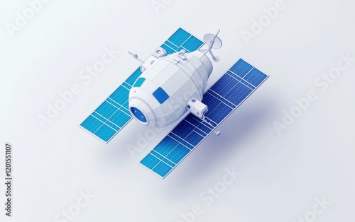 Space orbital satellite, aerospace and communications concept, 3D rendering.
 photo