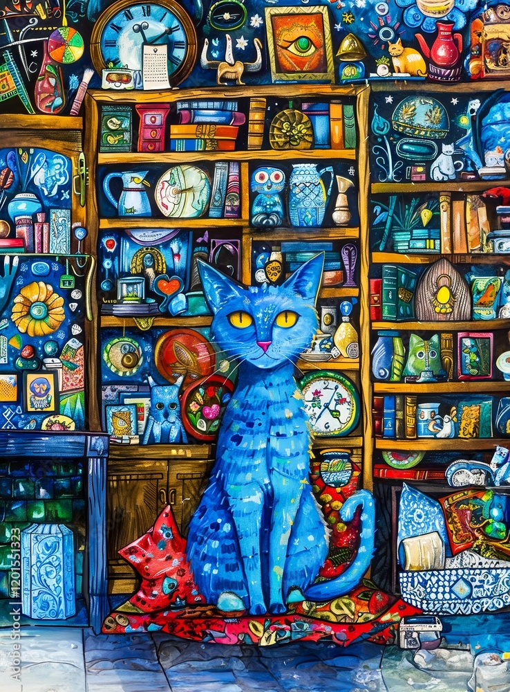 Fototapeta premium Blue Cat by Colorful Shelf