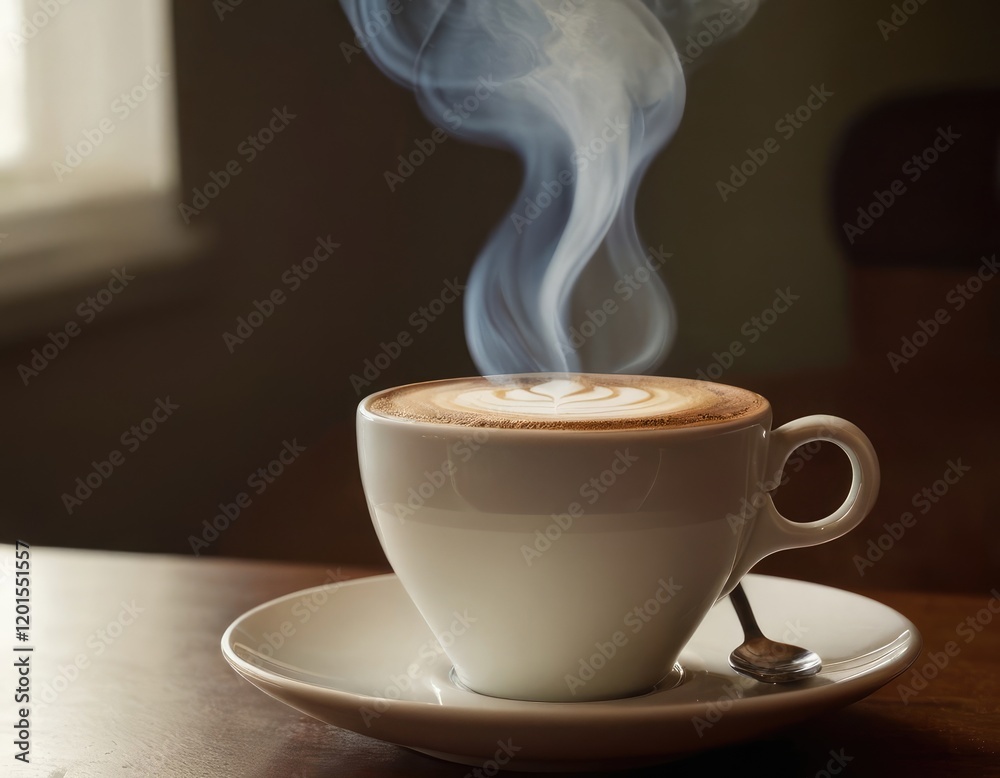 A steaming cup of coffee is sitting gracefully on the table A steaming cup of coffee is sitting gracefully on the table