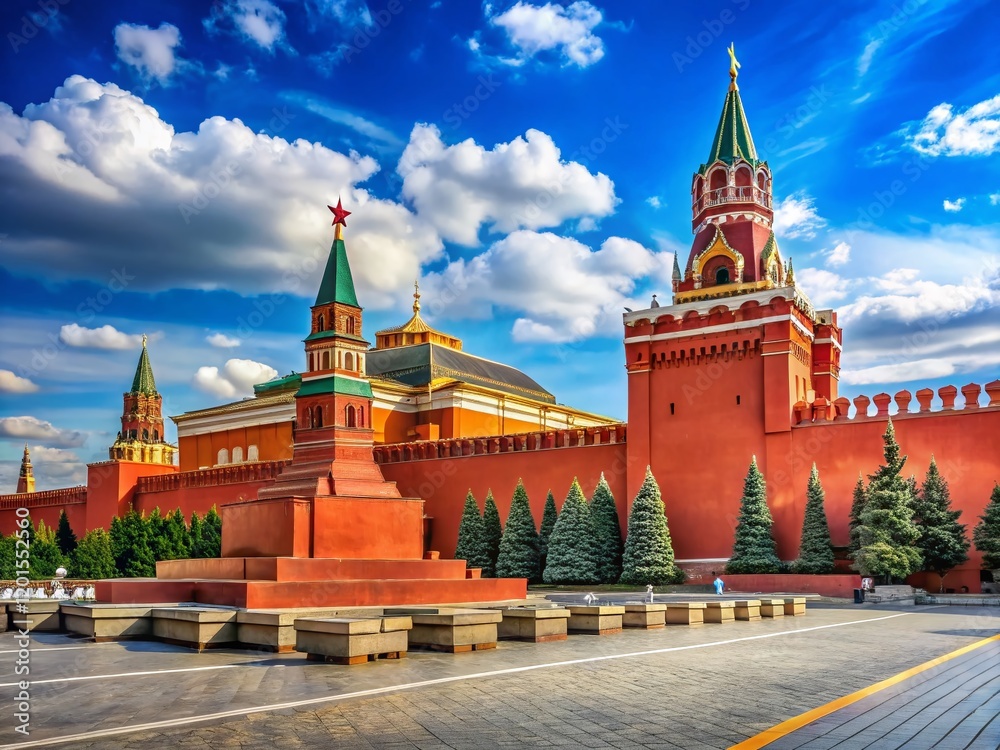 Sunny Day in Red Square, Moscow: Lenin's Mausoleum with Ample Copy Space Sunny Day in Red Square, Moscow: Lenin's Mausoleum with Ample Copy Space