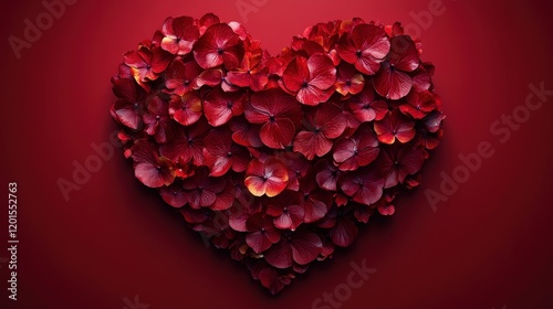 Stunning AI-Generated Illustration of a Red Heart Created with Flowing Flower Petals, Perfect for Romantic Themes and Artistic Designs