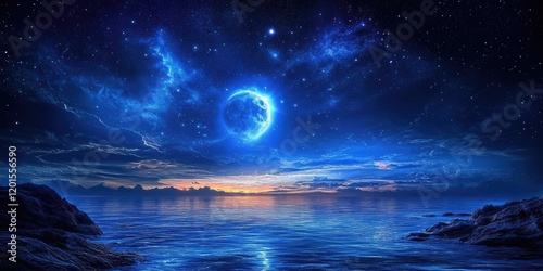 moon over the ocean