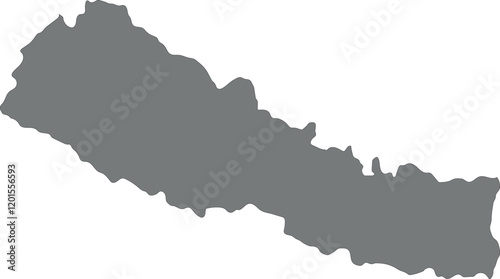 Simple Grey Map of Nepal 