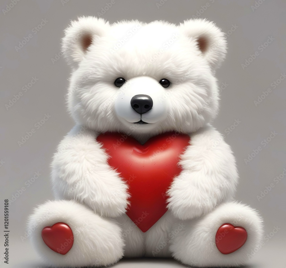 Illustration of fluffy bear with red heart. Illustration of fluffy bear with red heart.