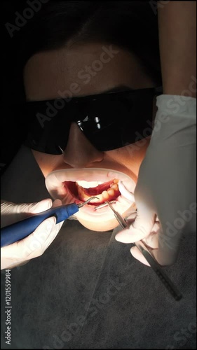 The work process of a dentist