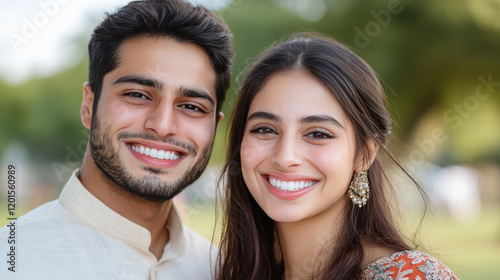 Pakistani young couple having fun together enjoy the moment and falling in love