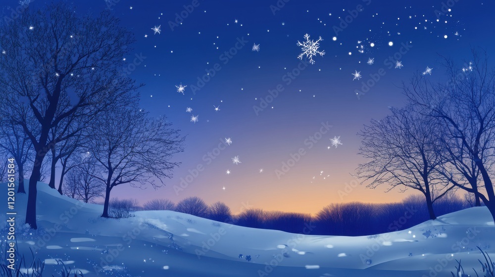 Starry Winter Night Over Snowy Fields Starry Winter Night Over Snowy Fields