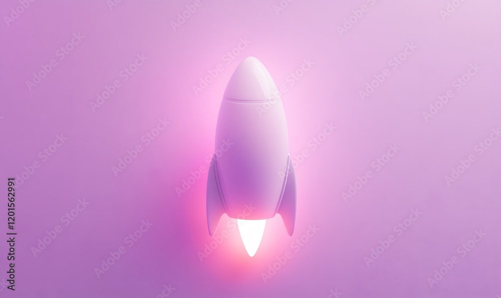 Futuristic Rocket Launch with Purple Glow - Captivating Sci-Fi Concept Art