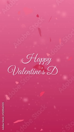 Animated Happy Valentine's Day inscription with swirling hearts in the background. Vertical animation.
