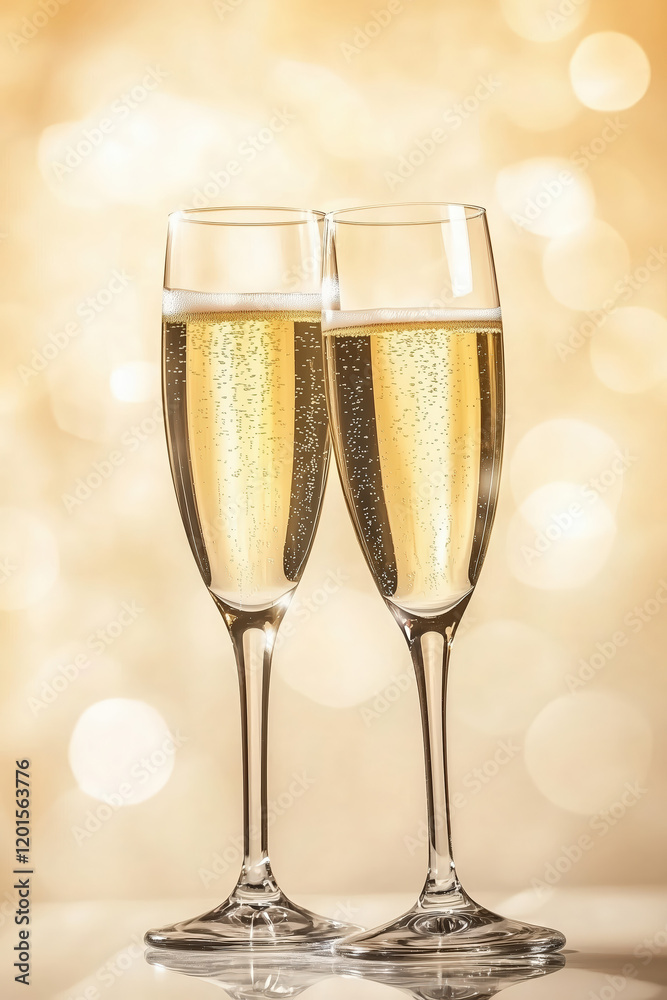 Champagne Glasses Clinking Sparkling Toast Celebration Golden Light Festive Occasion Luxury Elegant Champagne Glasses Clinking Sparkling Toast Celebration Golden Light Festive Occasion Luxury Elegant
