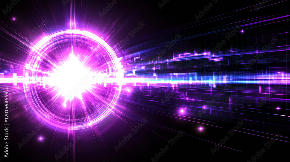 Fototapeta premium Vibrant abstract digital art with pink and blue light