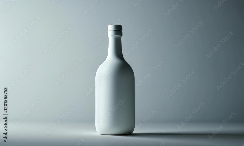 A minimalist white bottle on a smooth surface against a soft gradient background. A minimalist white bottle on a smooth surface against a soft gradient background.