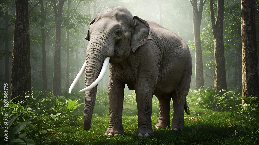 Fototapeta premium Majestic Asian Elephant in Natural Habitat
