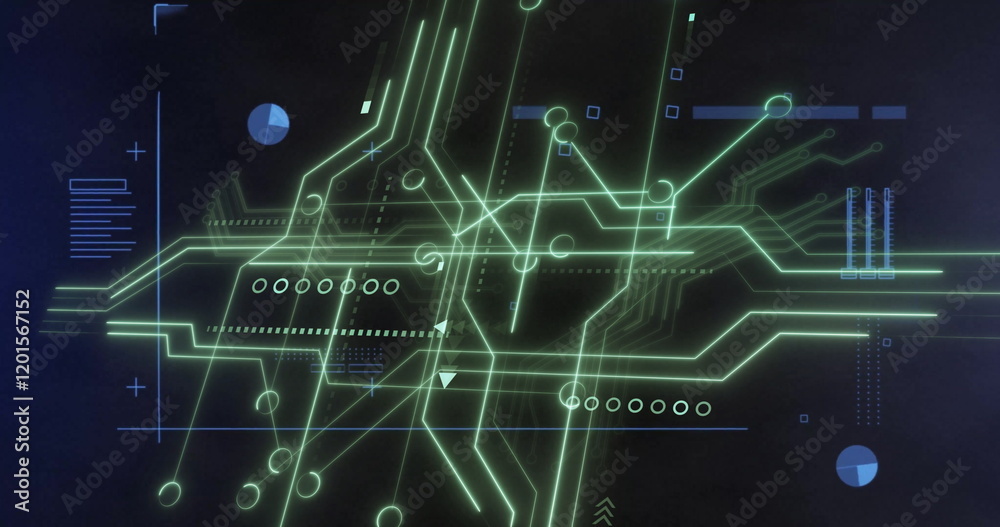 Obraz premium Image of digital data processing over computer circuit board
