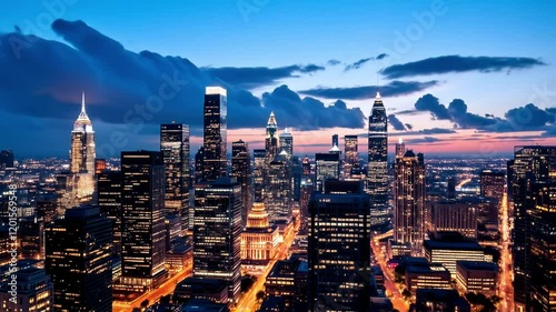 Golden Hour Skyline: Philadelphia's Dramatic Sunset Cityscape