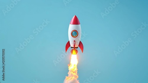 Cartoon Rocket Launch: Skybound Adventure in Pastel Hues