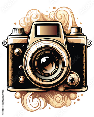 Design a vintage-inspired poster for a classic photography exhibit, featuring a faded photograph and old-fashioned typography.