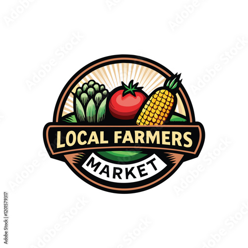 Design a logo for a local farmers market that incorporates natural elements and a sense of community.