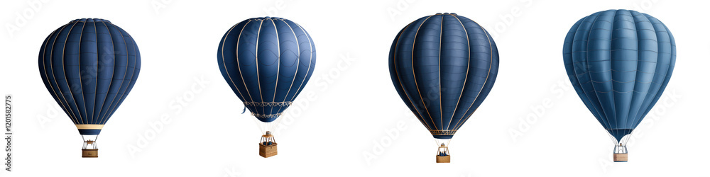 Obraz premium Elegant hot air balloon floating among fluffy white clouds in a clear blue sky Concept of adventure travel leisure and freedom