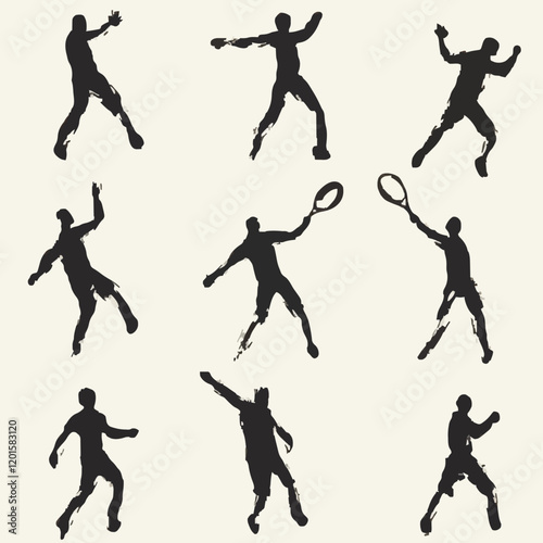 Wallpaper Mural Simple Black Silhouettes of 10 Humans Performing Various Sports on a White Background Torontodigital.ca