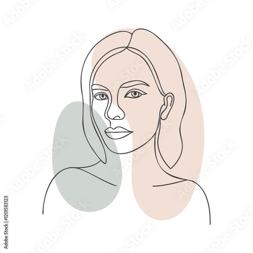 Portrait of a beautiful girl with long hair. Line art. Hand drawn illustration in sketch style.