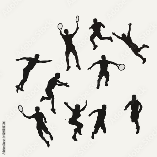 Wallpaper Mural Simple Black Silhouettes of 10 Humans Performing Various Sports on a White Background Torontodigital.ca