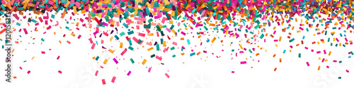 Vibrant abstract background with explosion of colorful confetti creating a festive and celebratory atmosphere  Multicolored paper shreds scattered in a dynamic joyful display