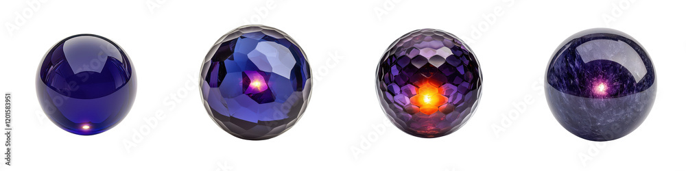 Captivating amethyst crystals in the form of glowing vibrant spheres radiating with a mesmerizing violet hue and showcasing a breathtaking display of reflections Captivating amethyst crystals in the form of glowing vibrant spheres radiating with a mesmerizing violet hue and showcasing a breathtaking display of reflections