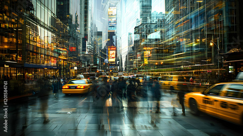 Dynamic urban traffic scene times square cityscape photography busy environment street level view urban life concept