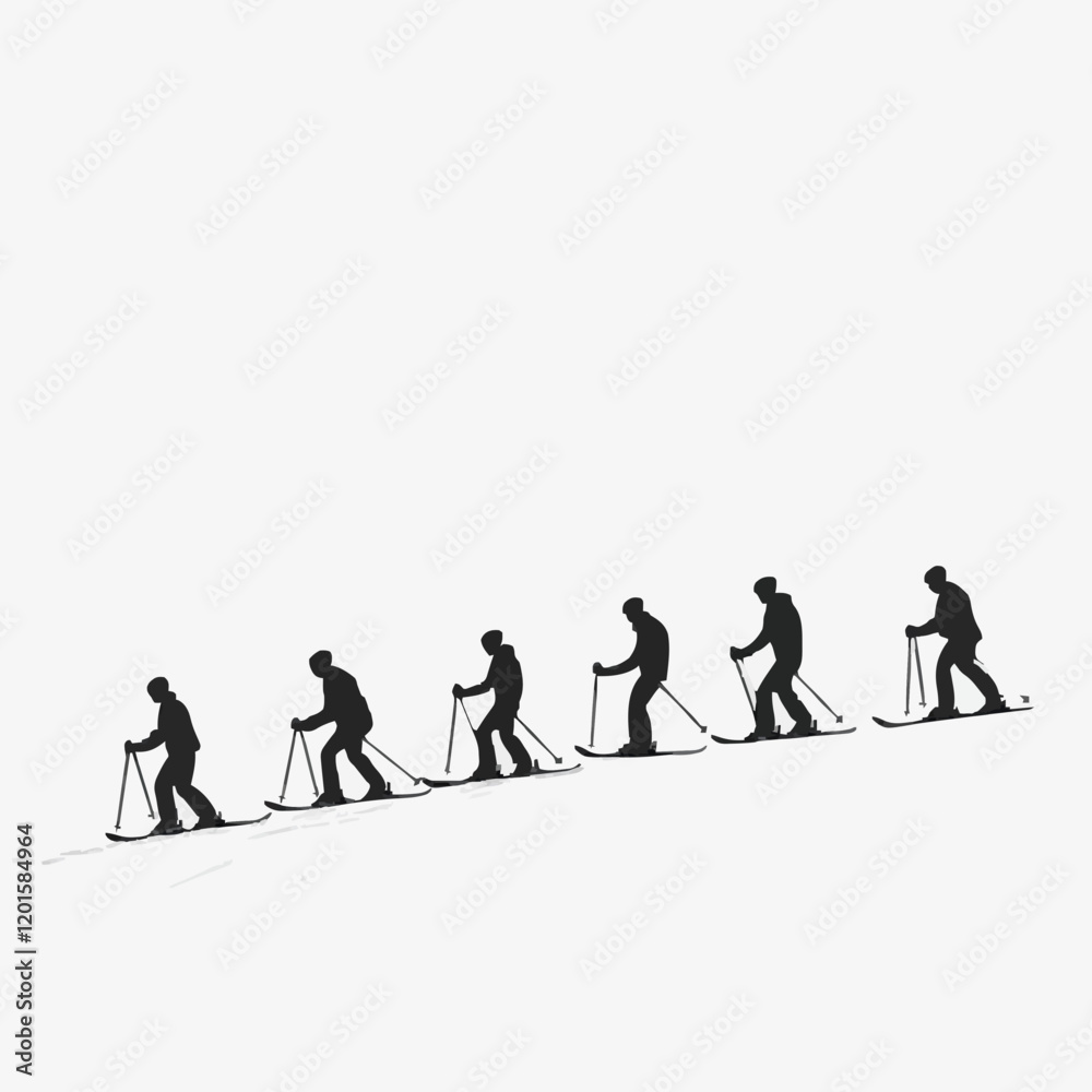 Simple Black Silhouettes of 10 Humans Performing Various Sports on a White Background Simple Black Silhouettes of 10 Humans Performing Various Sports on a White Background
