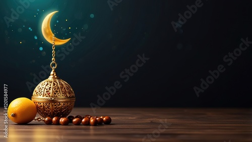 Ramadan golden moon decor for moeslim photo