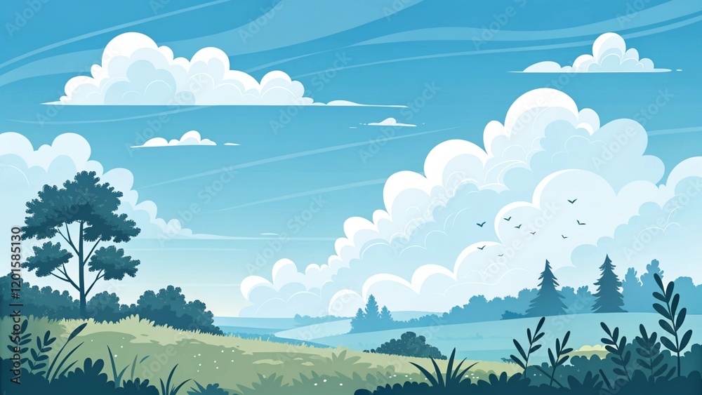 Fototapeta premium Cartoon landscape background