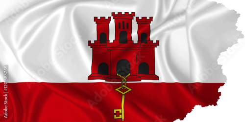 National Flag of Gibraltar vector with torn edges on transparent background