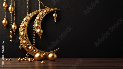 Ramadan golden moon decor for moeslim photo