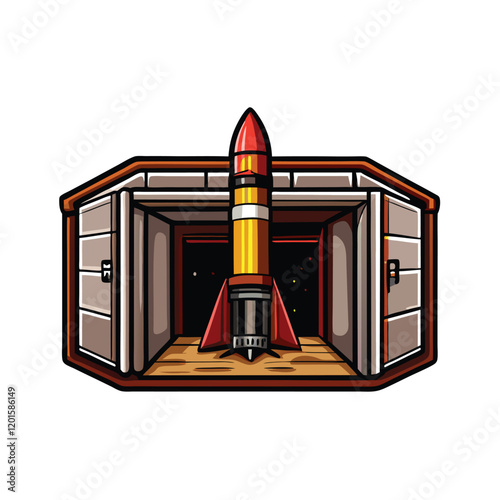 A realistic illustration of a missile silo inside a secure underground bunker, emphasizing the claustrophobic and isolated environment.
