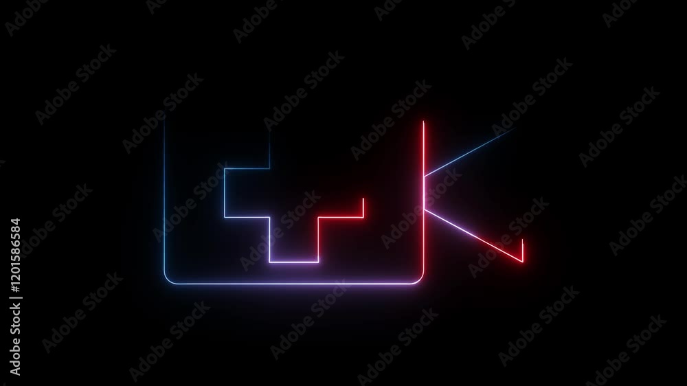 glowing neon red blue color video camera animation icon on black background glowing neon red blue color video camera animation icon on black background