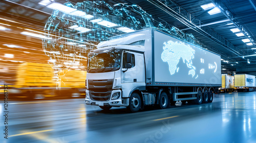 Innovative logistics solutions global shipping hub digital transport industrial warehouse dynamic perspective modern supply chain